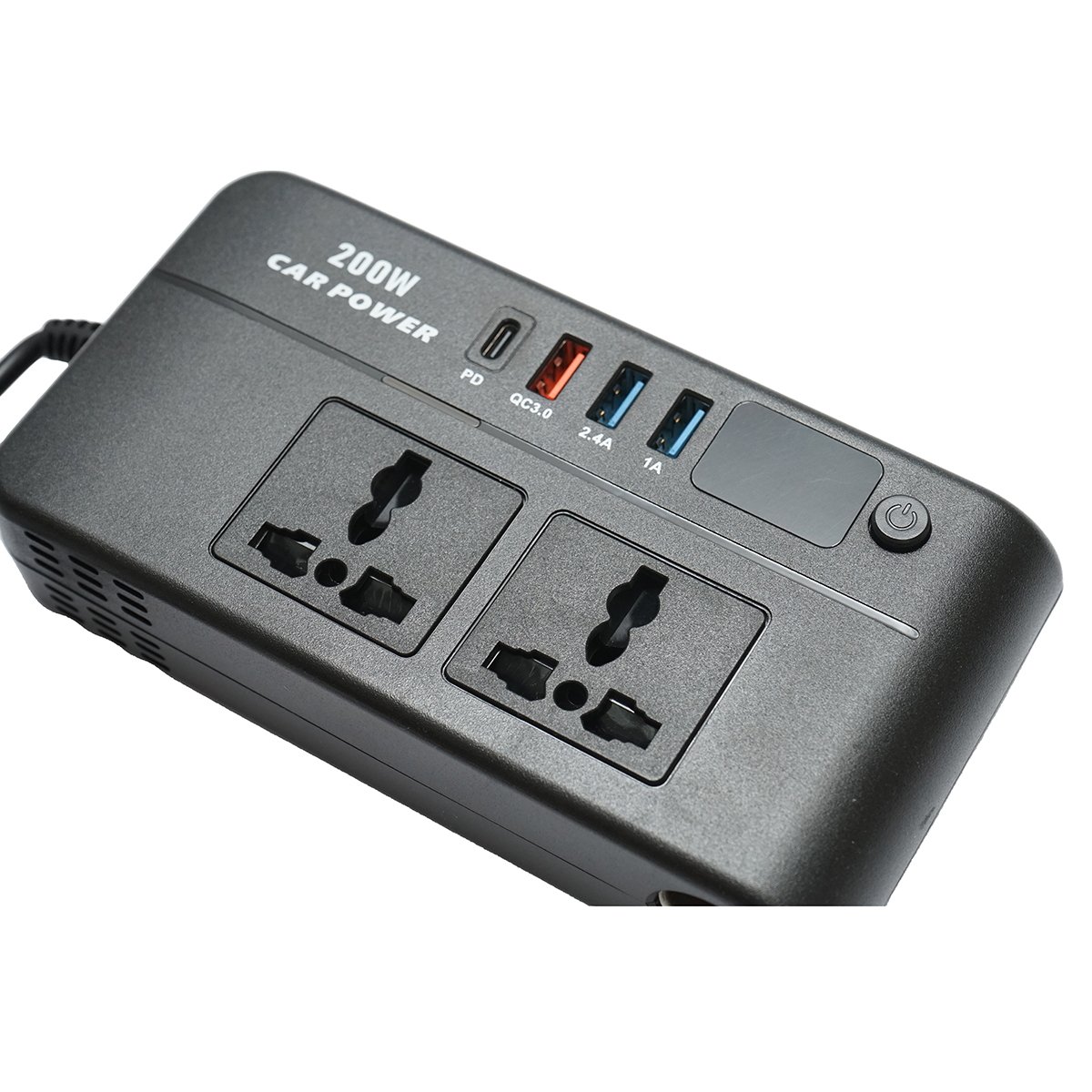Invertor tensiune 12V-220V 200W, unda sinusoidala modificata, port USB, USB-C, iesire dubla AC